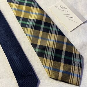Tommy Hilfiger Plaid Skinny Silk Tie in Blue, Green, and Gold